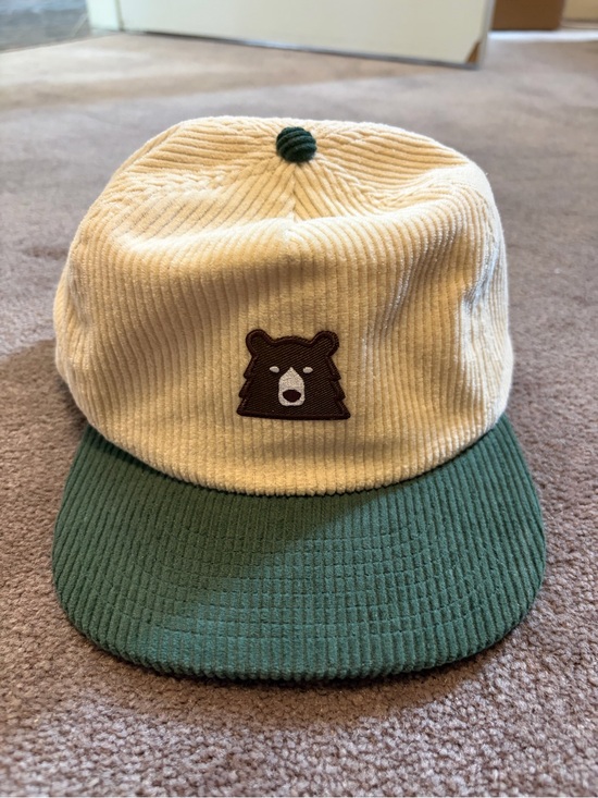 North Standard Other - North Standard Corduroy Bear Patch Cap in Cream and Green